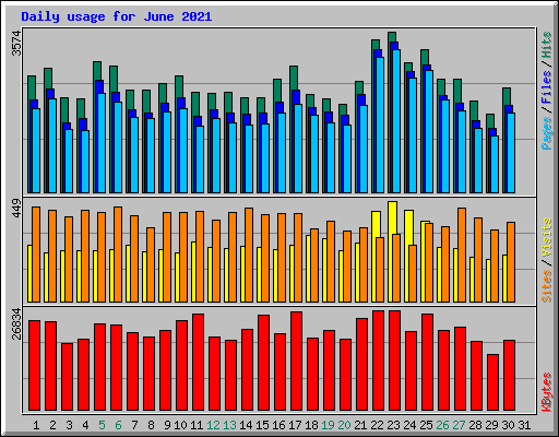 Daily usage for June 2021