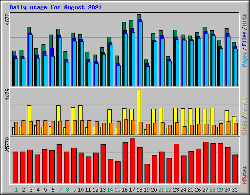 Daily usage for August 2021